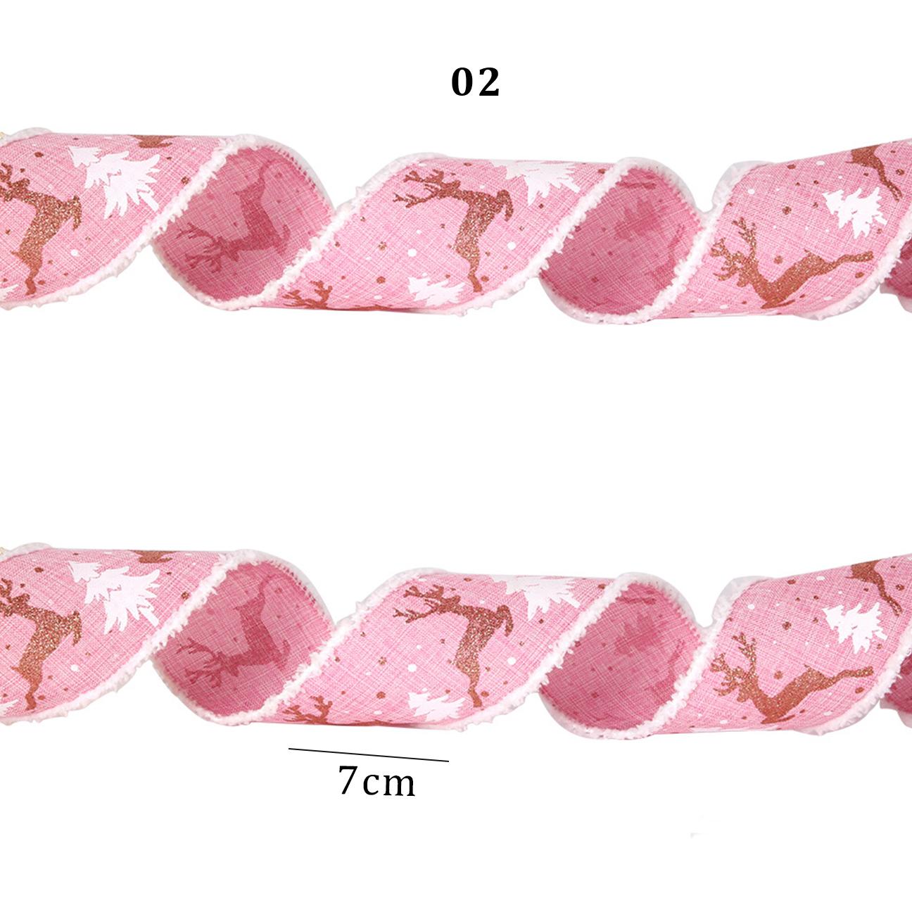 

2M Принт Лося Классическая Лента Из Ткани Спираль Подарочная Упаковка Проволочный Край Рождественский Бантик для Поделок Рождественская Елка