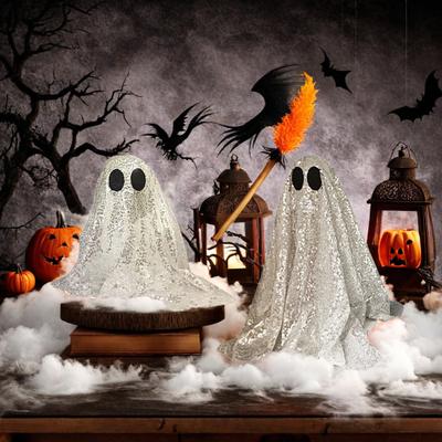 Yousheng Flitrová látka Duch Stolní dekorace Halloween Lesklá figurka ducha pro Halloween Ložnice Stolní Po domě