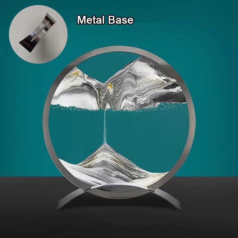 Metallfuß Sandscape Bewegliche Sandkunst Bild Kinetischer Treibsand Dynamische Flüssigkeit Sanduhr Fließende Sandmalerei Heimdeko Geschenke