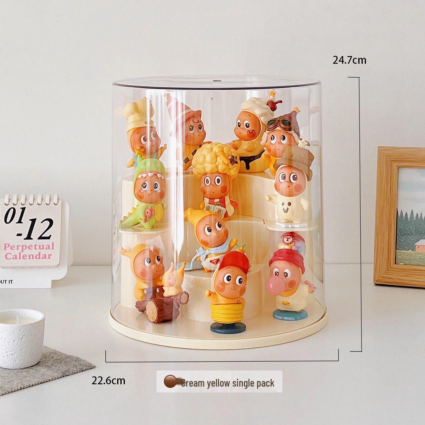 

Star People Acrylic Figurine Display Cabinet: Round Transparent Storage Shelf for Boxed Models & Dolls.