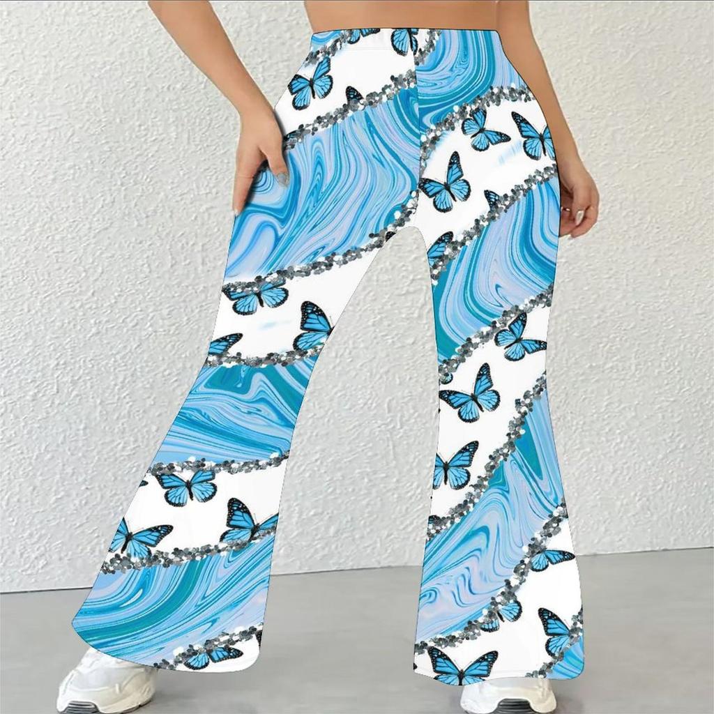 Women's Casual High Waist Flare Pants, Leopard Print Streetwear Bell Bottom Trousers
