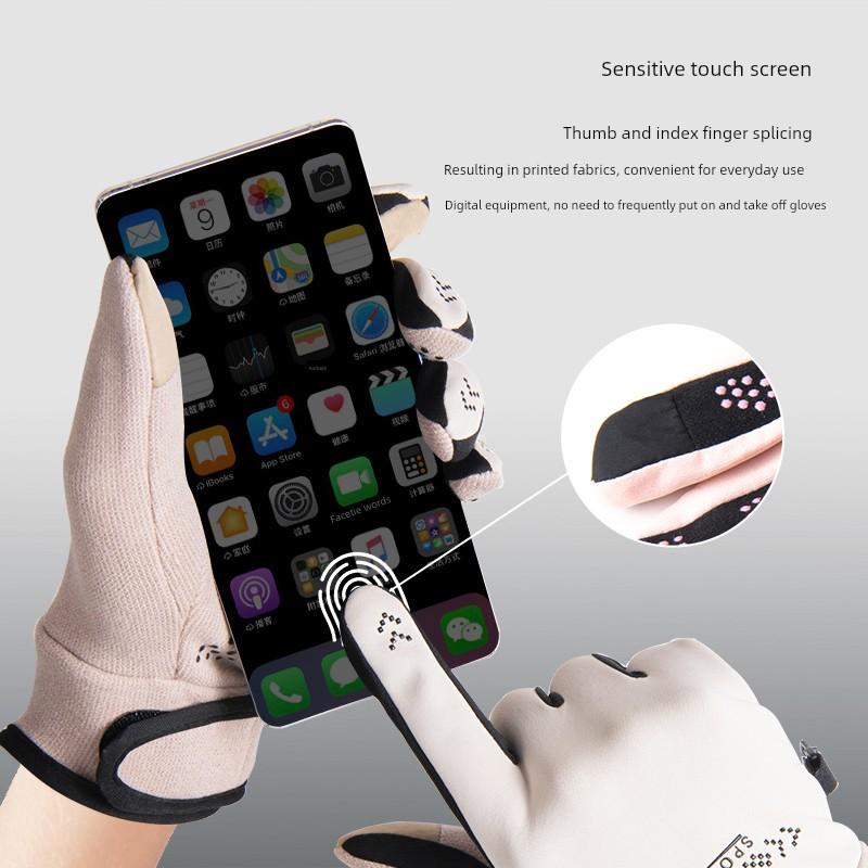 Women's Winter Cycling Gloves Thick Fleece Cycling Electric Car Cold-Proof Windproof Winter Heattech Touch Screen Men