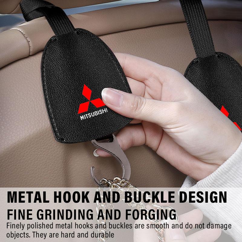 Leather Car Seat Back Hooks Portable Hanging Bag Rack For Mitsubishi ASX Lancer L200 Pajero Sport Attrage Mirage Eclipse