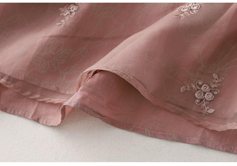 Summer Cotton Linen Patchwork Organza Shirt - Retro Artistic Zen Tea Ceremony Loose Top for Women