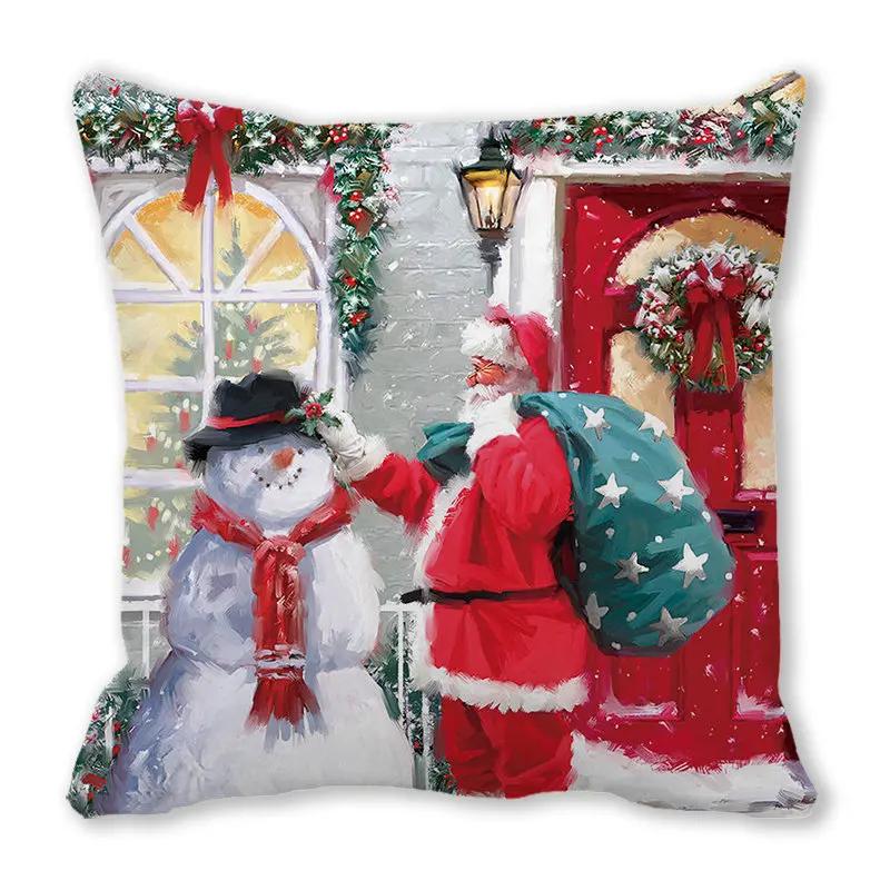 Christmas Decoration Pillow Case Sofa Cushion Cover Bedroom Room Dormitory Home   New Year Gift