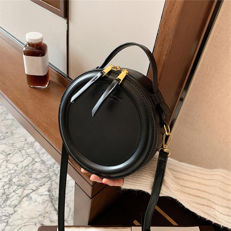 Round Design Lady Handbag Vintage PU Leather Shoulder Bag for Women Fashion Clutch Purses Crossbody Bag