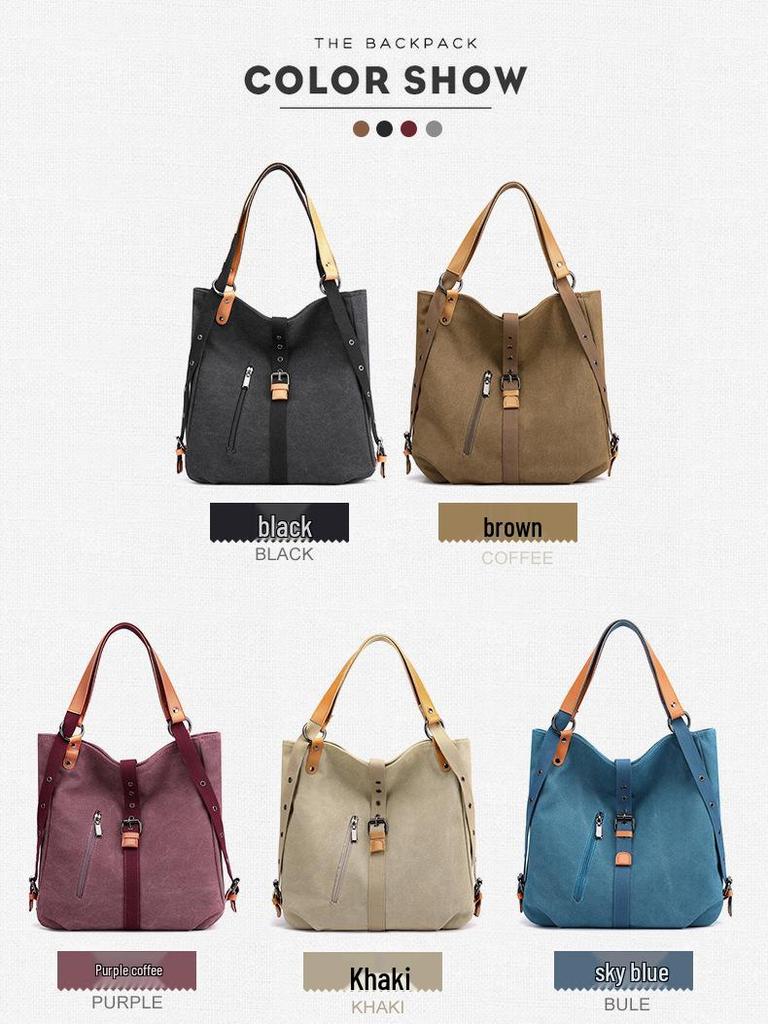 Versatile Canvas Women's Bag: Casual Shoulder, Backpack, Bucket, and Crossbody Styles.