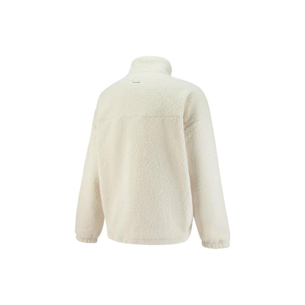 Puma Mmq Series Solid Color Zip-Up Stand Collar Button-Down Long Sleeve Faux Shearling Jacket Unisex Jackets White 536625-65