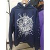 Felpa Sp5der Oversize Spessa in Pile con Stampa a Foglia Ragnatela Design Uomo Inverno Casual