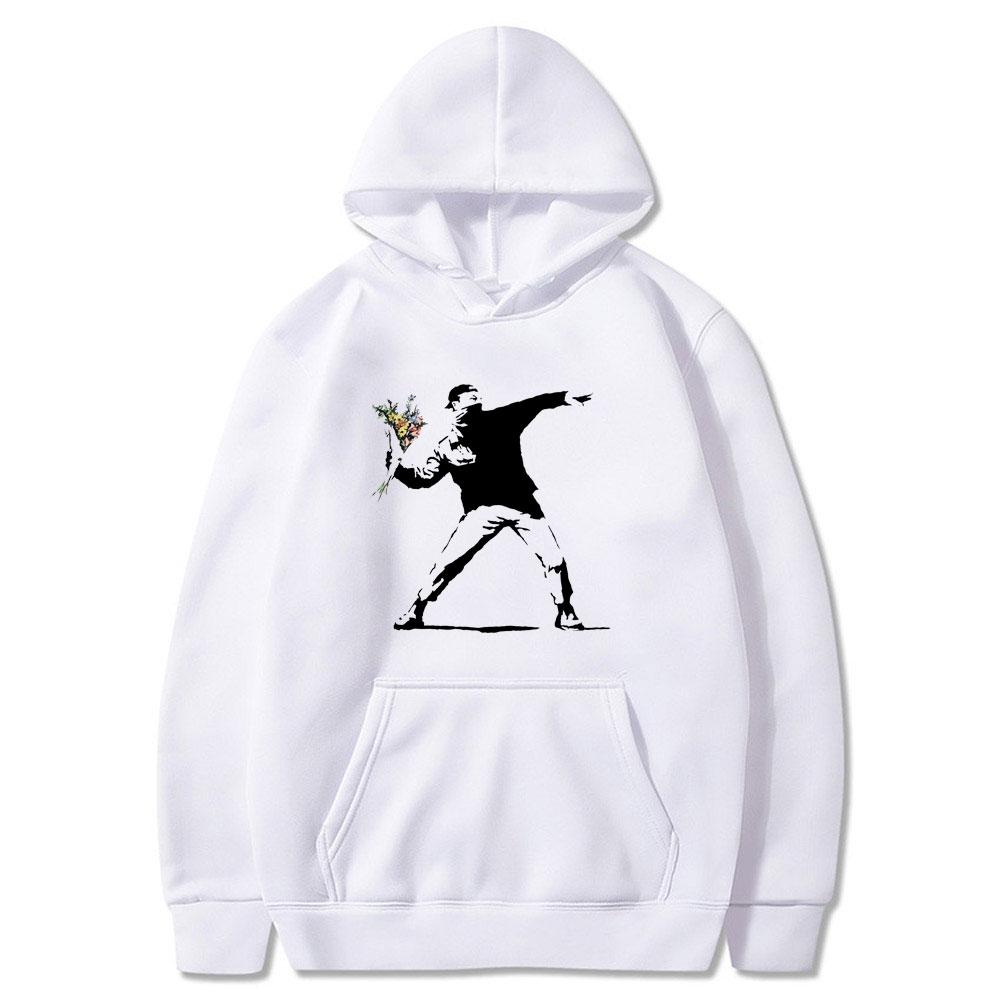 

Смішний унісекс Flower Thrower Banksy Panda Guns Urban Art Hoodies Жіночі унісекс худі Толстовка Hipster Harajuku Retro Hooded Hoody 4XL