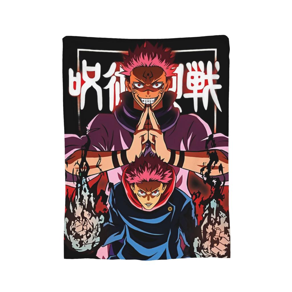 Yuji x Sukuna Blanket Jujutsu Kaisen Flannel Awesome Warm Throw Blankets for Coverlet Decoration,