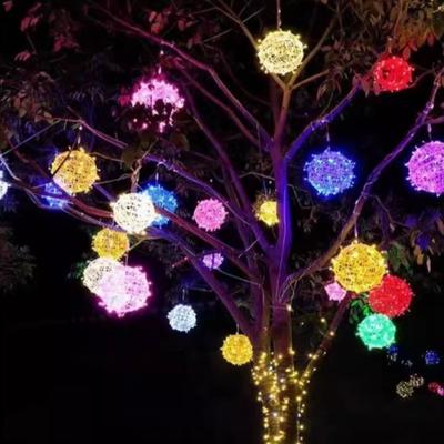 20/28CM Festoon Rattan Ball Light Rattan Ball 220V Christmas Tree Light String LED Ramadan Festoon Rattan Ball Lamp Outdoor