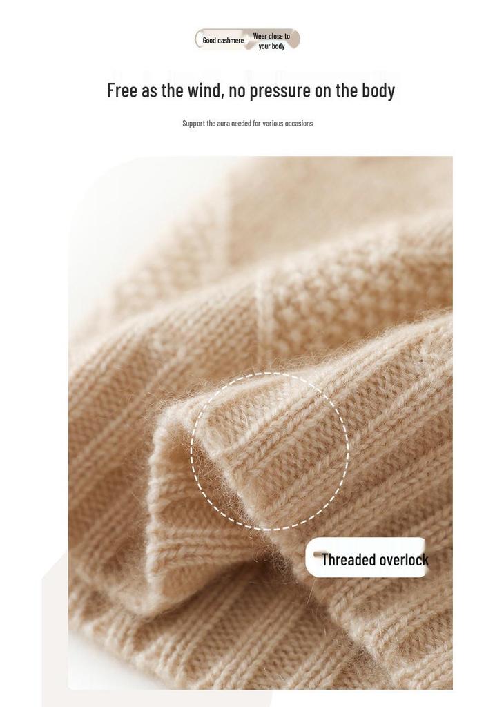 Cashmere 2025 Women's Cable Knit Thick Ear-Warming Hat for Autumn/Winter