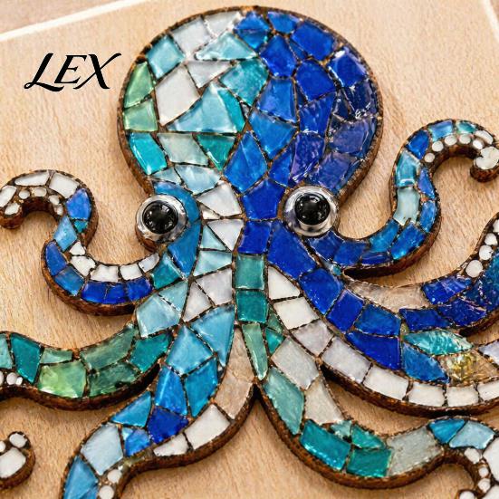 Educational Diy Kits for Family Octopus Mosaic Kit Beginners, DIY Acrylic Sea Animal Glass Craft Set with Step-by-Step Creative Handmade Gift