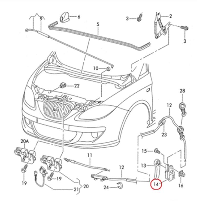 look-Hood Release Handle Lever Bracket 1J1823633A for Golf MK4 1999-2005 for Superb