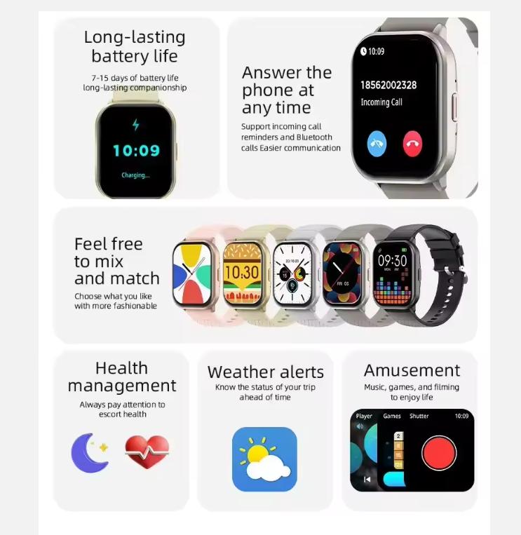 2025 New AMOLED Smartwatch Men Bluetooth Call Fitness Tracker IP68 Waterproof Smart Watch for Men Women IOS Android