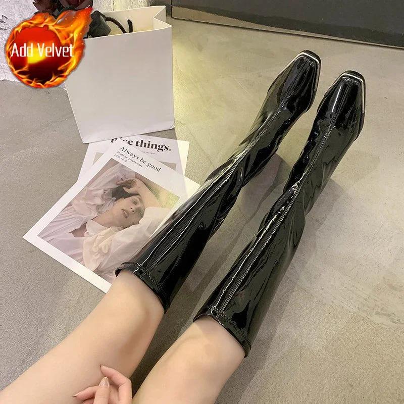 Fashion Long Boots for Women Very High Heel Knee Shaft Shoes Woman Winter 2024 Autumn Footwear Waterproof Comfortable and Elegant Spring