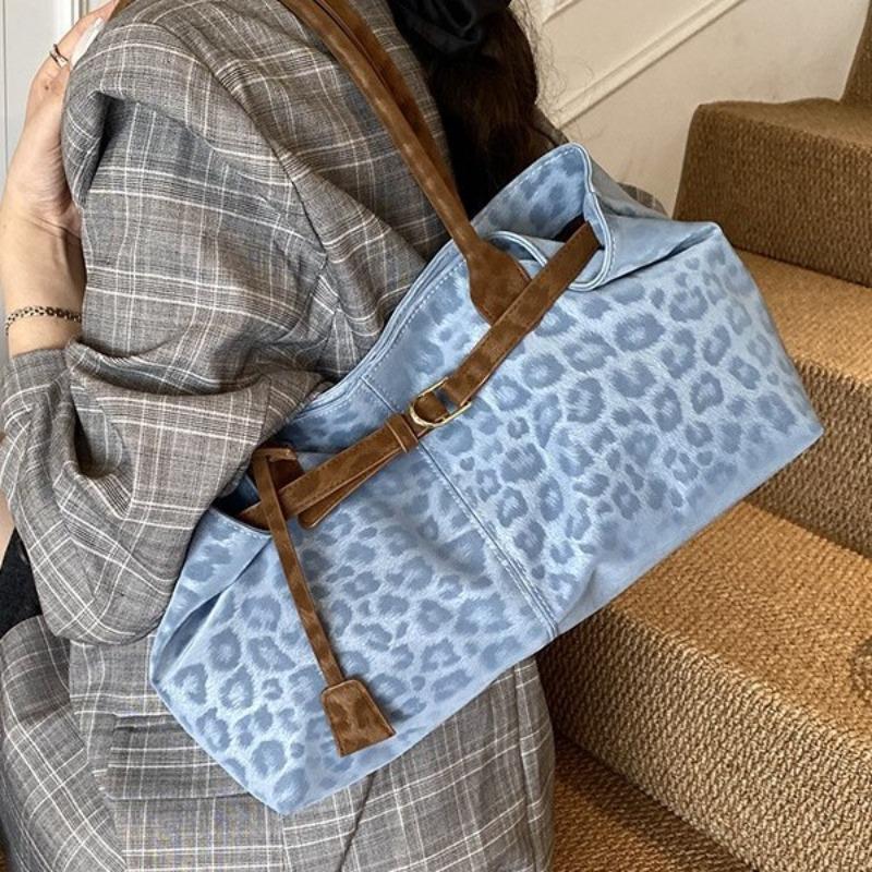 Retro leopard print tote bag women's autumn and winter new fashion versatile handbag high-end single shoulder armpit bag
