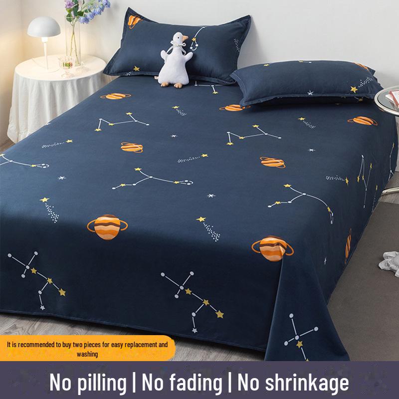 Winter Single Bed Sheet and Quilt Cover Set - 1.5m, Washed Cotton, Includes Pillowcase, Dormitory Style