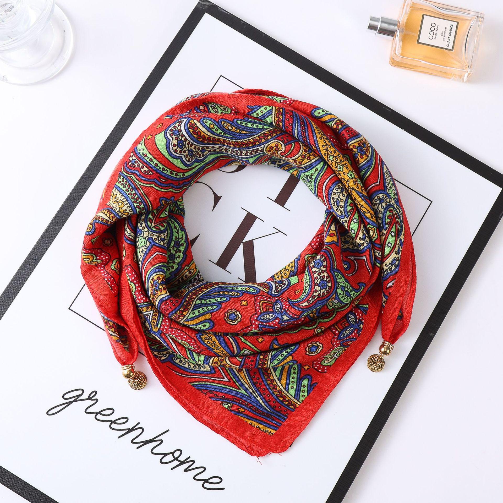 

Осінньо-зимовий шовковий шарф у західному стилі з корейським магнітним золотим м ячем