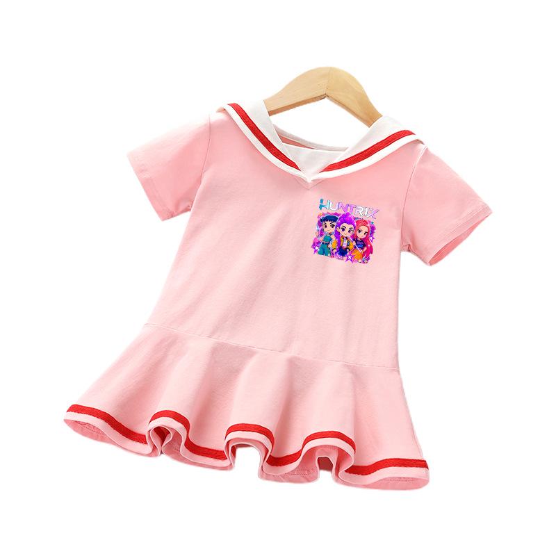 Kpop Monster Hunter Witch Academy Style Long Sleeve Pleated Dress for Children