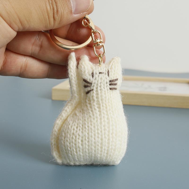 Funny Kitten Doll Crochet Keyrings Handmaking Crochet Cat Doll Keychain For Bag Pendant Kawaii Kitten Keychain Creative Gifts