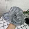 French Celebrity Mesh Top Hat Summer Sun Hat Beach Hat Organza Flower Big Edge Sun Protection Hat