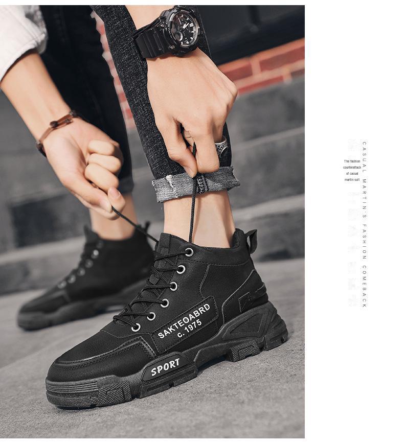 Men's British Style High-Top Martin Work Boots: Autumn & Spring Snow-Ready Cotton Trendy Footwear