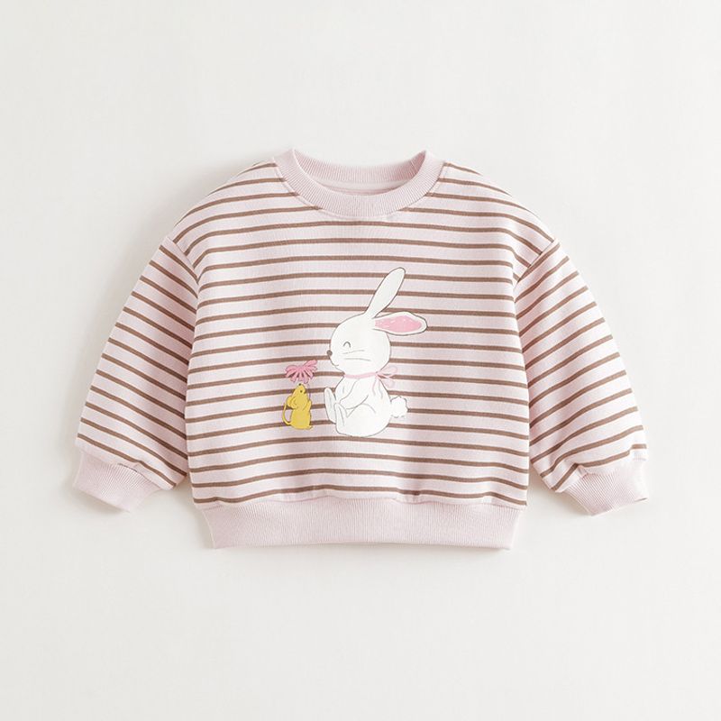Mark Jenny Girls  Sweetheart Bunny Soft Sweatshirt Baby Pullover Top 2026 Spring Collection 551190 Pink Stripes 110
