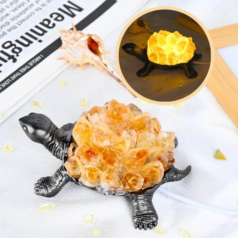 DIY Cute Animal Natural Crystal Handicrafts Crystal Lamp Amethyst Cluster Healing Stone Citrine Night Light for Home Decoration