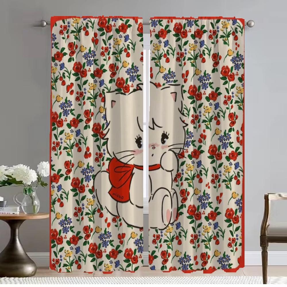 Gardiner för heminredning 2 stycken Mikko-gardiner för vardagsrum Gardiner Rullgardiner Halloweendekoration Rumsavdelare Tyll för sovrum