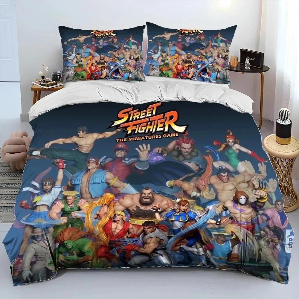 3D Print Street Fighter Retro Game Bedding Set Duvet Cover Bed Set Quilt Cover Pillowcase Comforter King Queen Size Boys Adult