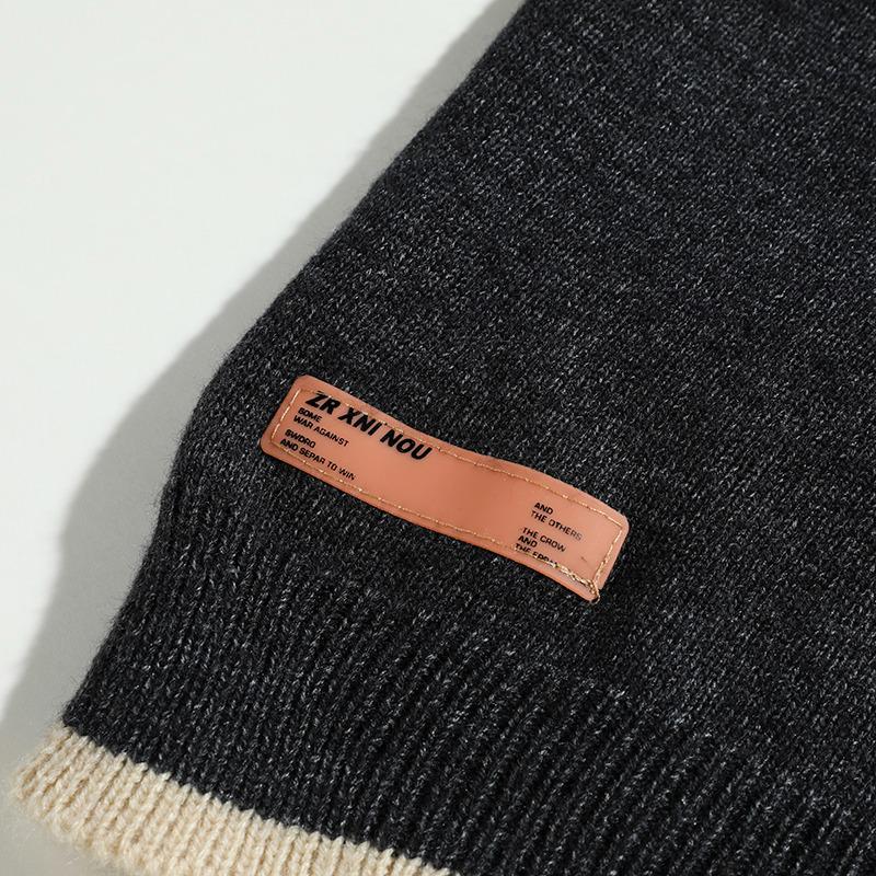 Pánský ležérní svetr s kulatým výstřihem v americkém retro stylu - Podzim/Zima Korejský pletený hoodie