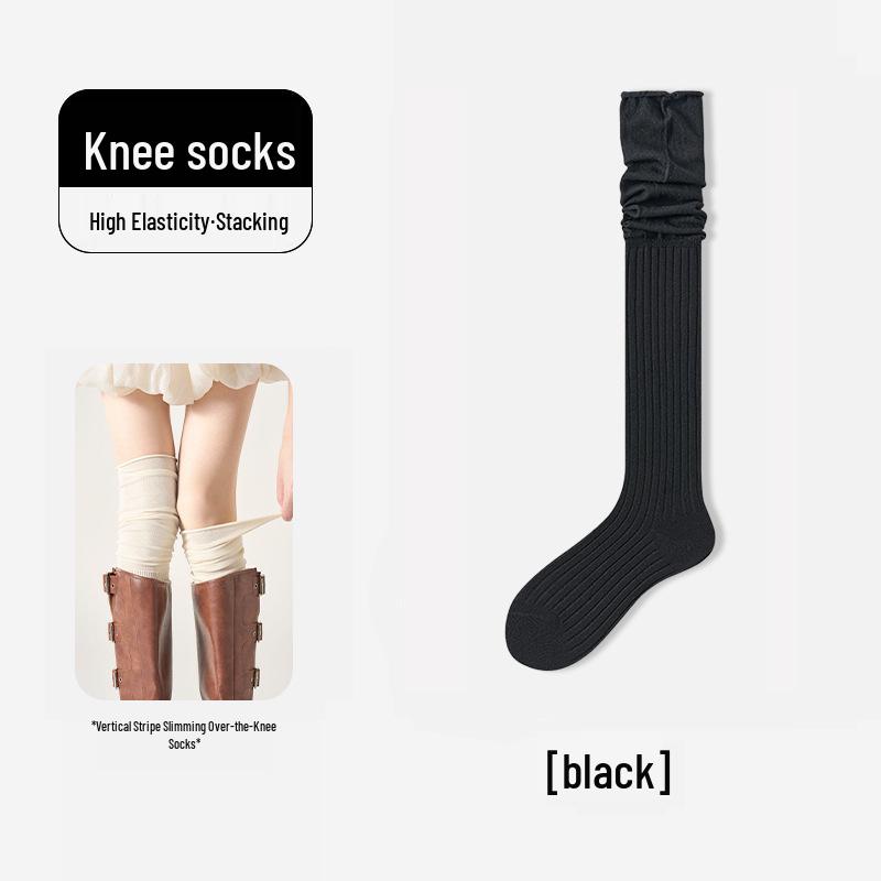 Damskie białe skarpetki bawełniane za kolano - Jesień/Zima Wysoki ściągacz, Podkolanówki, Styl JK, Idealne do butów.