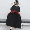 2024 Plus Size Women’s Summer Mid-Length Color Block Short Sleeve Loose Dress