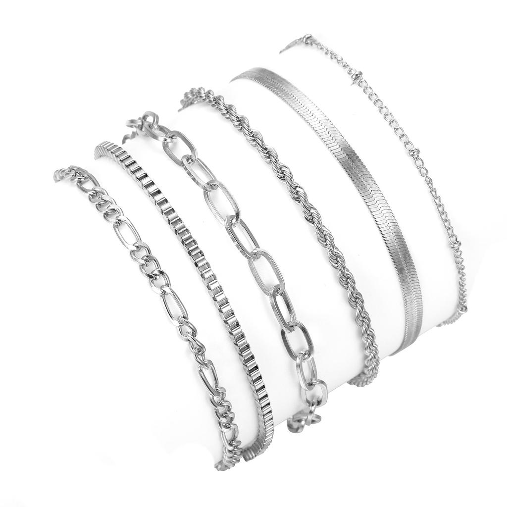 6pcs Trendy Gold Layers Bracelets for Women 14K Real Gold Plated Comfortable and Portable Jewelry Statement Outfits