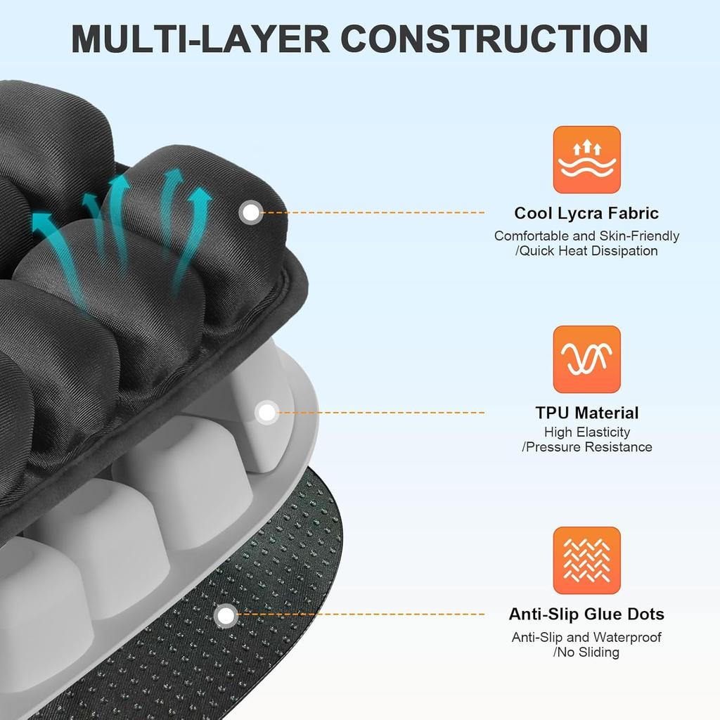 Travel Seat Cushion, Comfortable 3D Inflatable Seat Cushion For Hemorrhoid And Tailbone Pain Relief, Optimal Support For Long Sitting In Car, Air