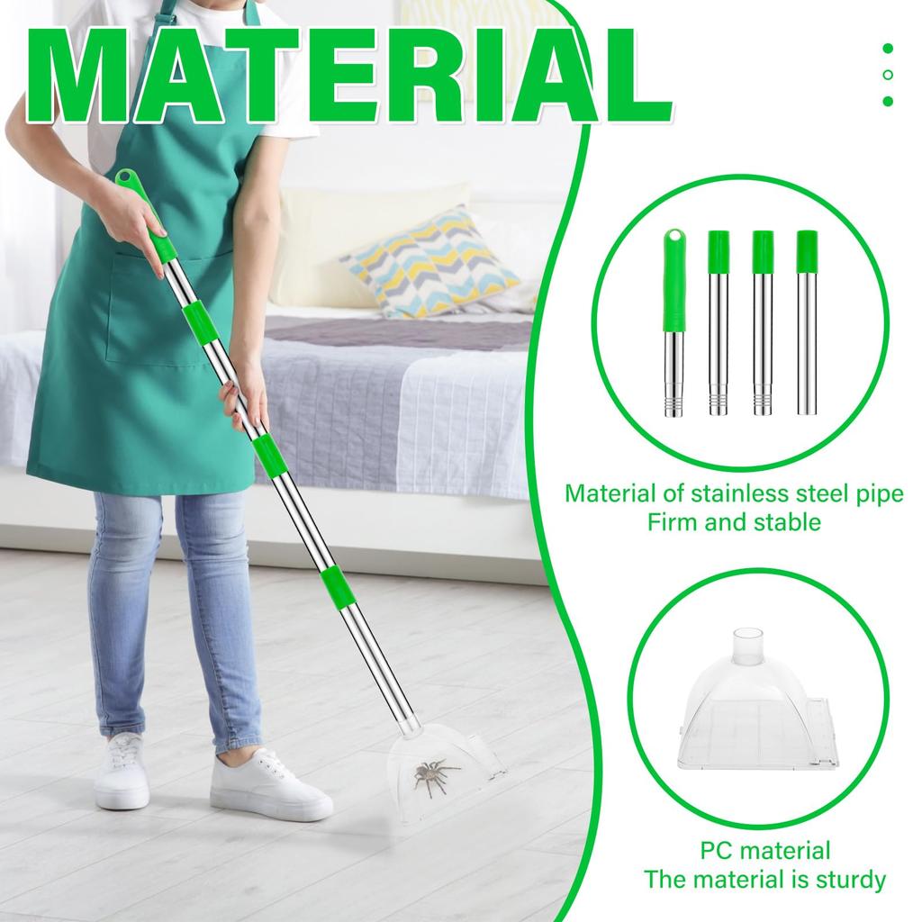 32 Inch Adjustable Long Handle, Contactless Catching Tool, Remove, Wasps, Pest Trap Catch Crawling For Hme Indoor And Outdoor Use