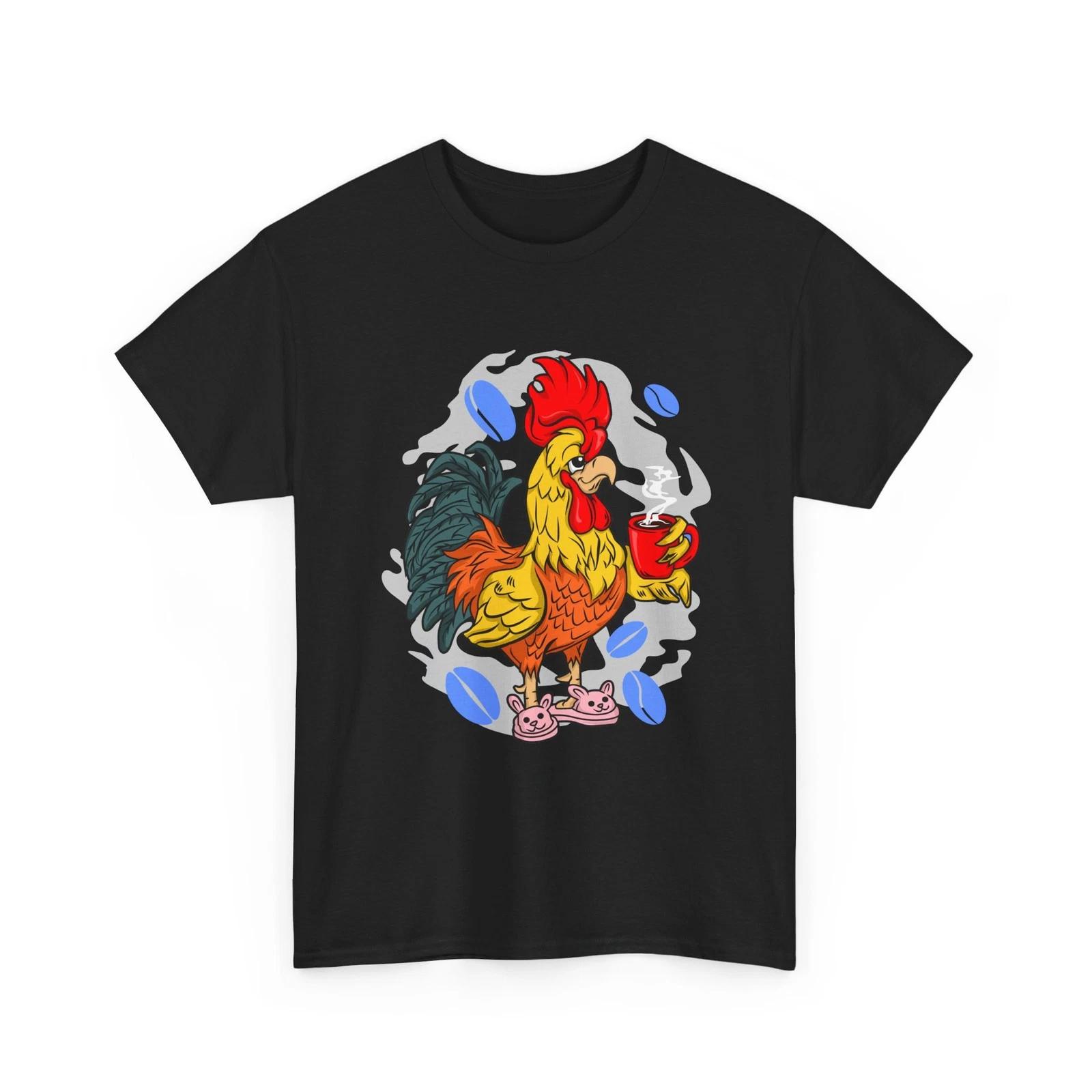 

Rooster Coffee T-Shirt, Colorful Farm Animal Shirt, Lazy Sunday Cute Gift Idea L