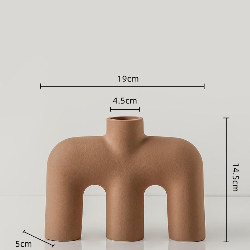 Creative Geometric Pipeline Ceramic Vase Hollowed-out Letters Flower Vase Flower Arrangement Accessories Flowerpot Home Decor