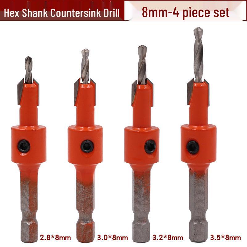 Hex Shank Alloy Taper Hole Countersink Drill Bit for Woodworking & Furniture Installation