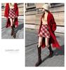 2025 Autumn/Winter Women's High-Waisted Plus Size Yellow Plaid Wool Mini Skirt