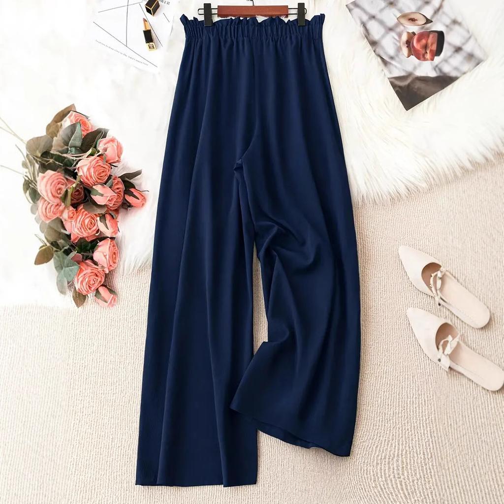 Women's casual pants in summer solid color plus size loose straight pants
