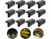 Waterproof Solar Fence Light Solar Deck Light Stair Light IP65 LED Solar Garden Lights for Patio Stair Fences Warm Light-Black 12 PCS