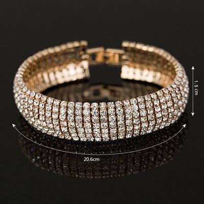 Gold and Silver Color Classic Crystal Pave Link Bracelet Bangle Fashion Jewelry Women Bangle AVE