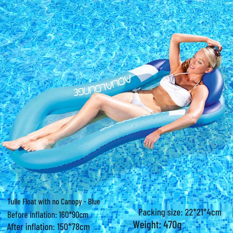Tumbona Flotante Inflable Plegable Transfronteriza con Respaldo y Malla