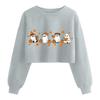 Women's Fashion Halloween Printed Navel-Exposed Long Sleeve Pullover Sweatshirt