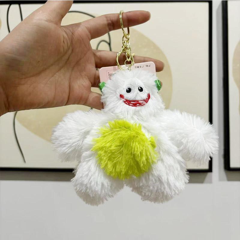 Soft Fluffy Yeti Plush Keychain Kawaii Monster Toy Figure For Backpack Charm