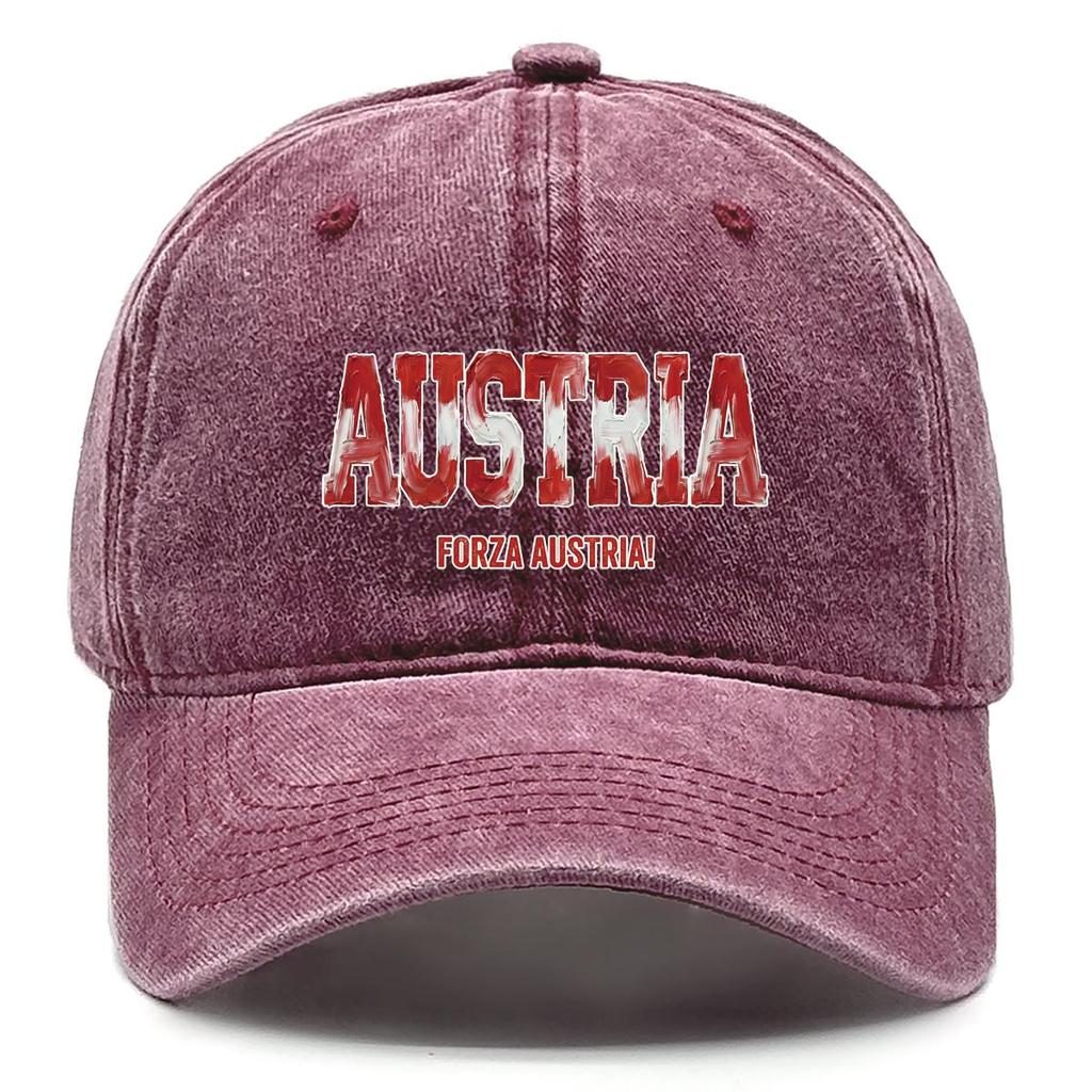 "AUSTRIA" "FORZA AUSTRIA" Flag Printed Snapback Baseball Cap , Adjustable Sun Hat Stylish Non-Stretch Fabric Casual Cozy Dad Hat