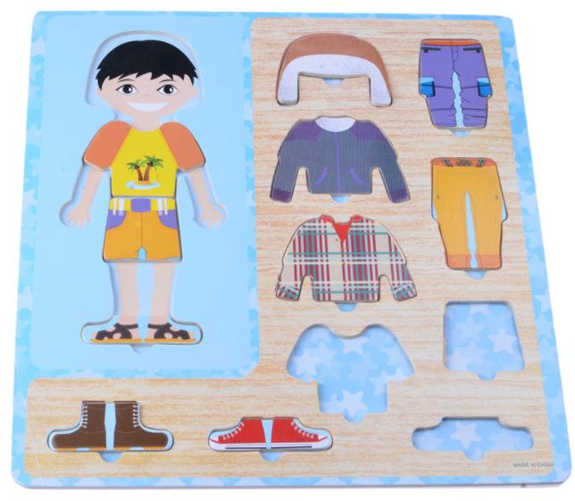 

Wooden Children Dress-Up Puzzle,Boy And Girl Changing Clothes Jigsaw Puzzles, Toy For Kids